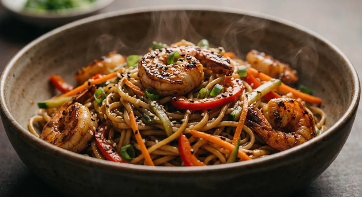 fideos chinos con gambas