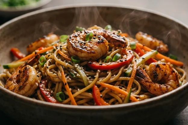 fideos chinos con gambas